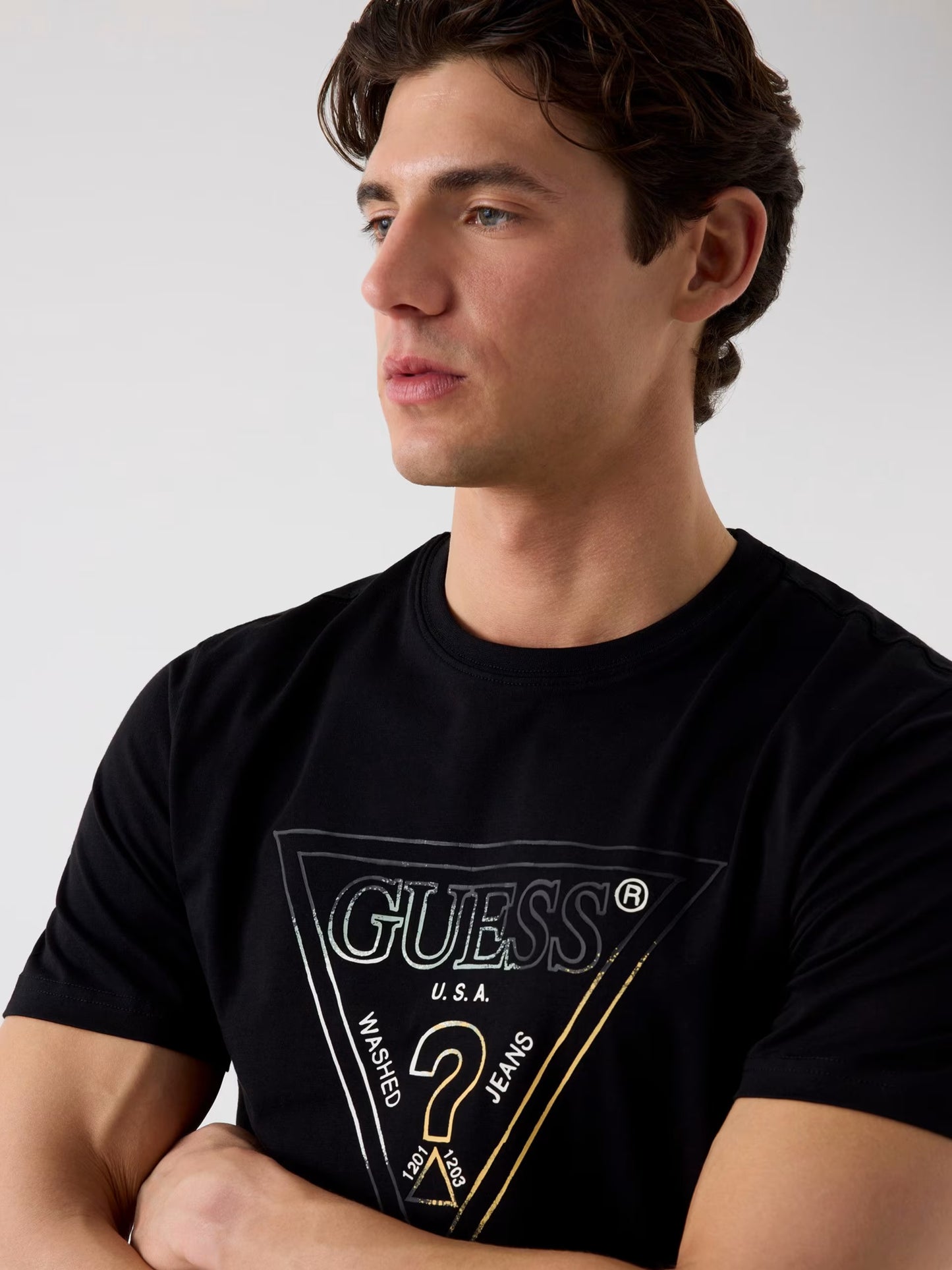 GUESS HD TRIANGLE LOGO T SHIRT