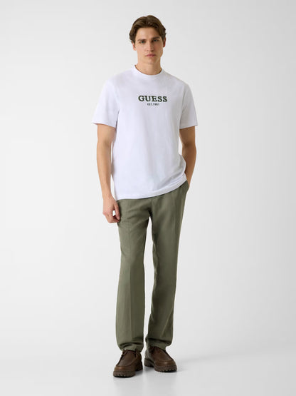 GUESS MAN CONTRAST STITCHING LOGO T SHIRT