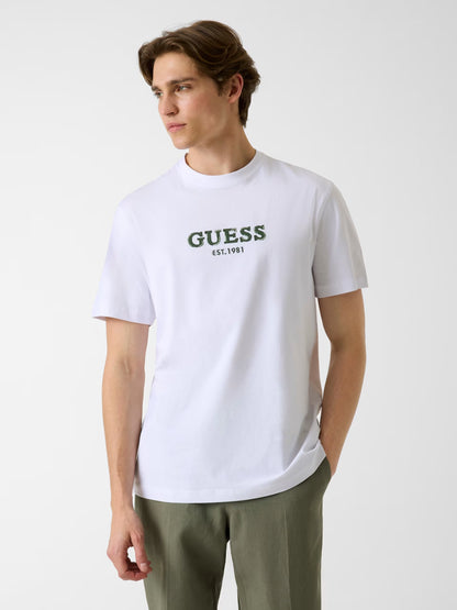 GUESS MAN CONTRAST STITCHING LOGO T SHIRT
