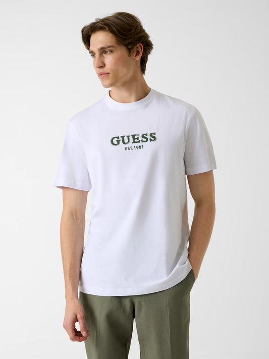 GUESS MAN CONTRAST STITCHING LOGO T SHIRT