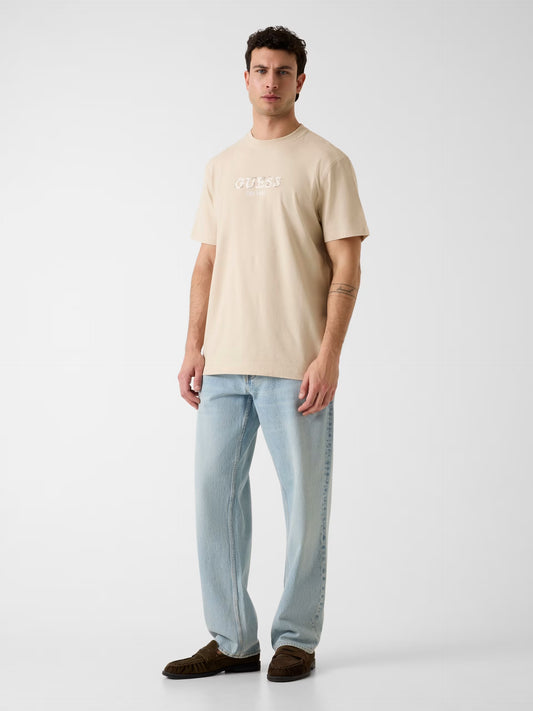 GUESS MAN CONTRAST STITCHING LOGO T SHIRT