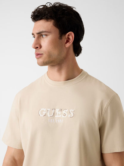 GUESS MAN CONTRAST STITCHING LOGO T SHIRT