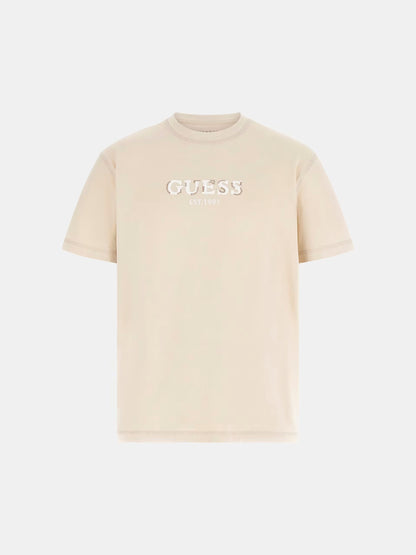GUESS MAN CONTRAST STITCHING LOGO T SHIRT
