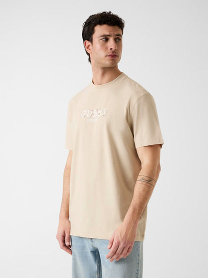 GUESS MAN CONTRAST STITCHING LOGO T SHIRT