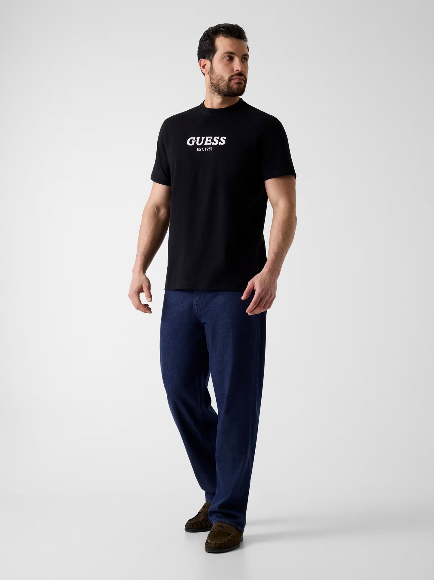 GUESS MAN CONTRAST STITCHING LOGO T SHIRT