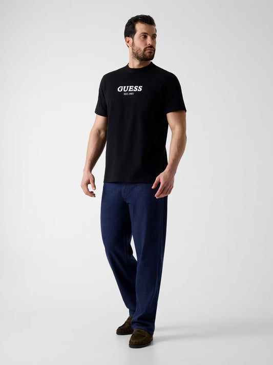 GUESS MAN CONTRAST STITCHING LOGO T SHIRT
