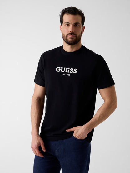 GUESS MAN CONTRAST STITCHING LOGO T SHIRT