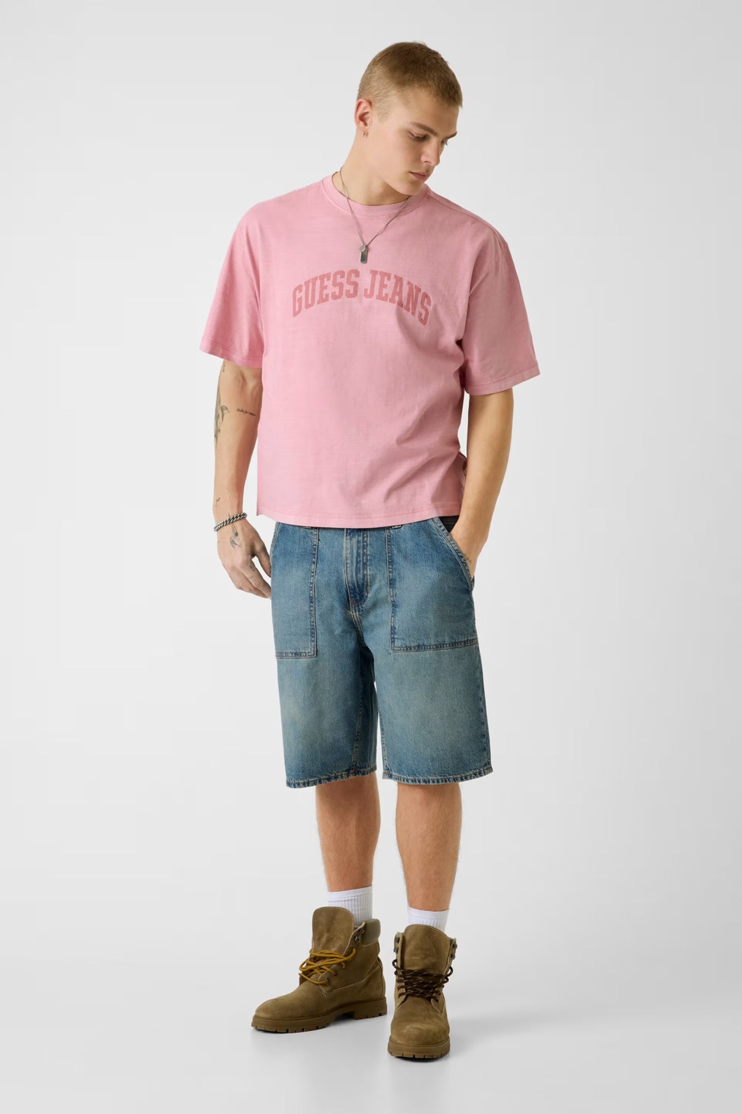 GUESS JEANS CN BOXY CROPPED T SHIRT
