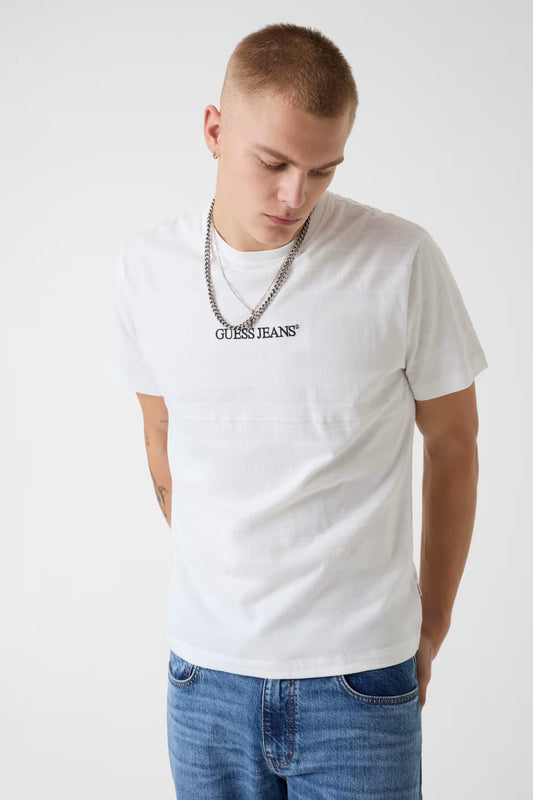 GUESS JEANS REGULAR FIT JACQUARD STRIPE T SHIRT