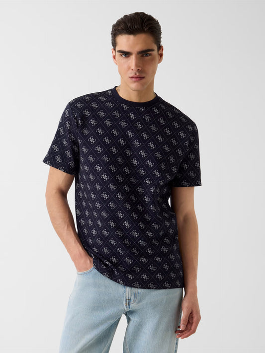 GUESS 4G JACQUARD LOGO KNITTED T SHIRT