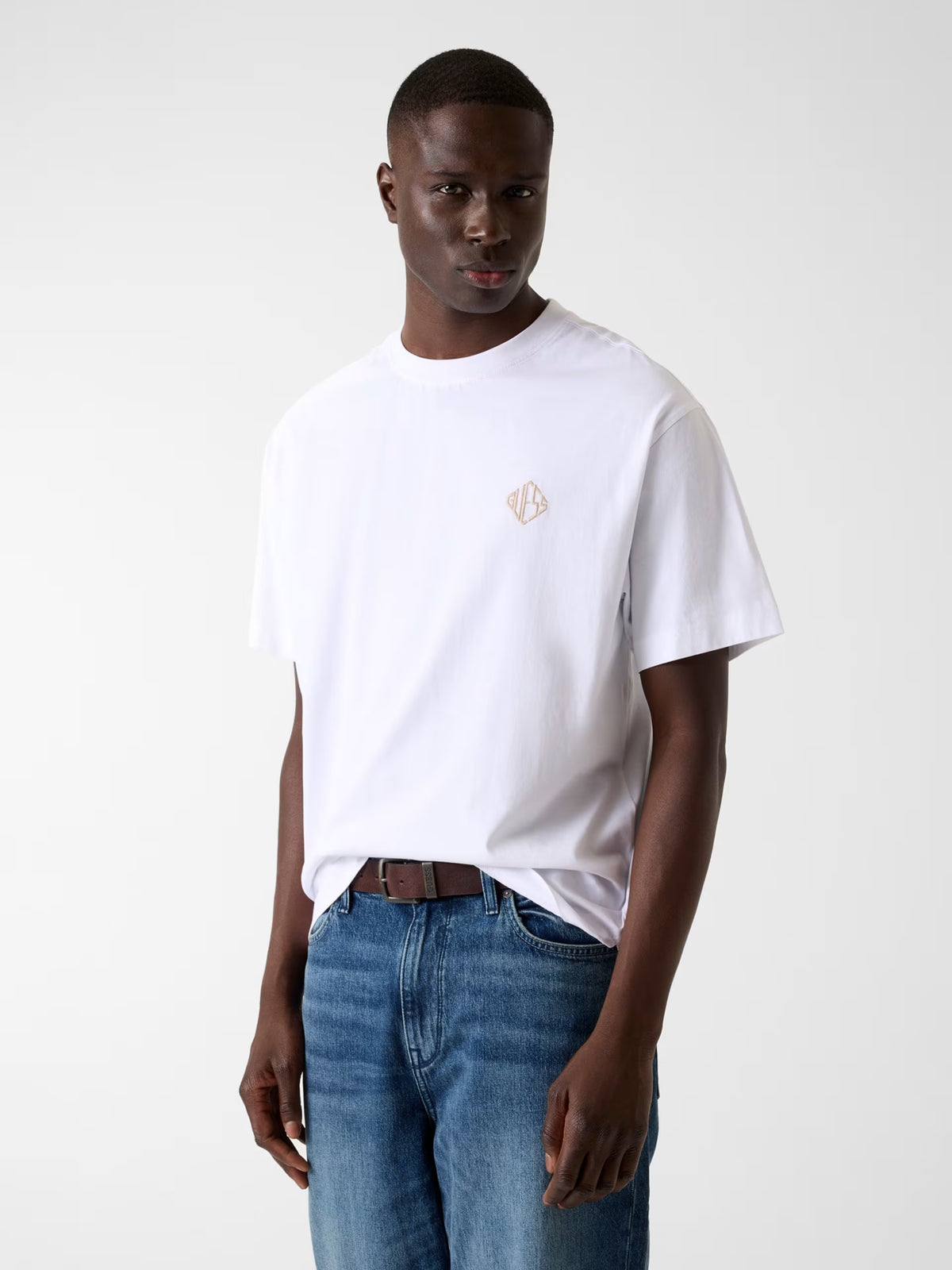 GUESS DIAMANTE LOGO OVERSIZED T SHIRT
