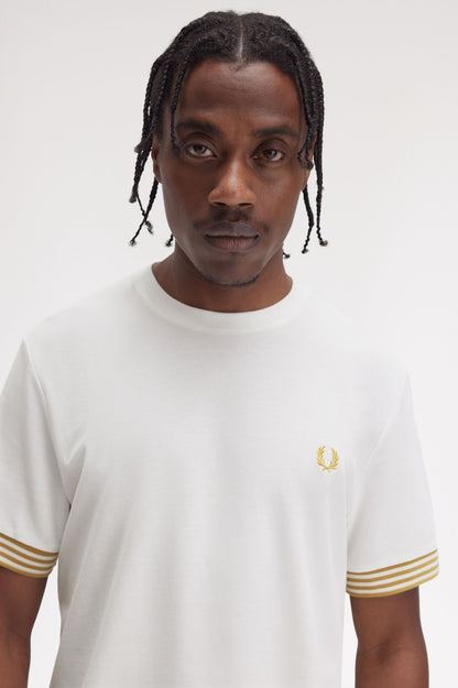 FRED PERRY STRIPED CUFF T SHIRT