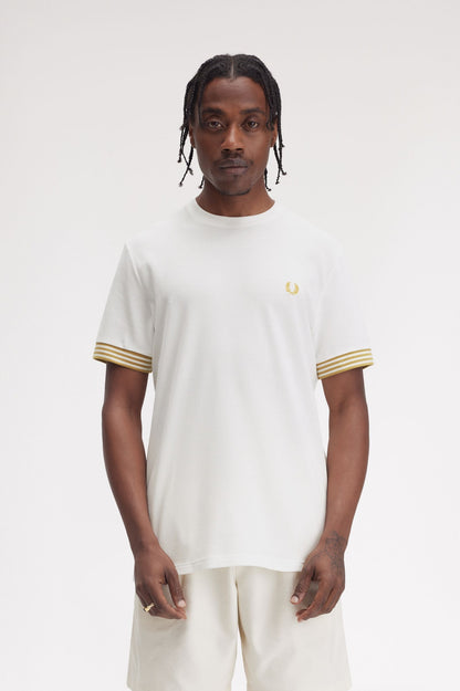 FRED PERRY STRIPED CUFF T SHIRT