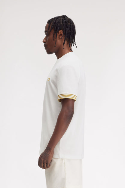 FRED PERRY STRIPED CUFF T SHIRT