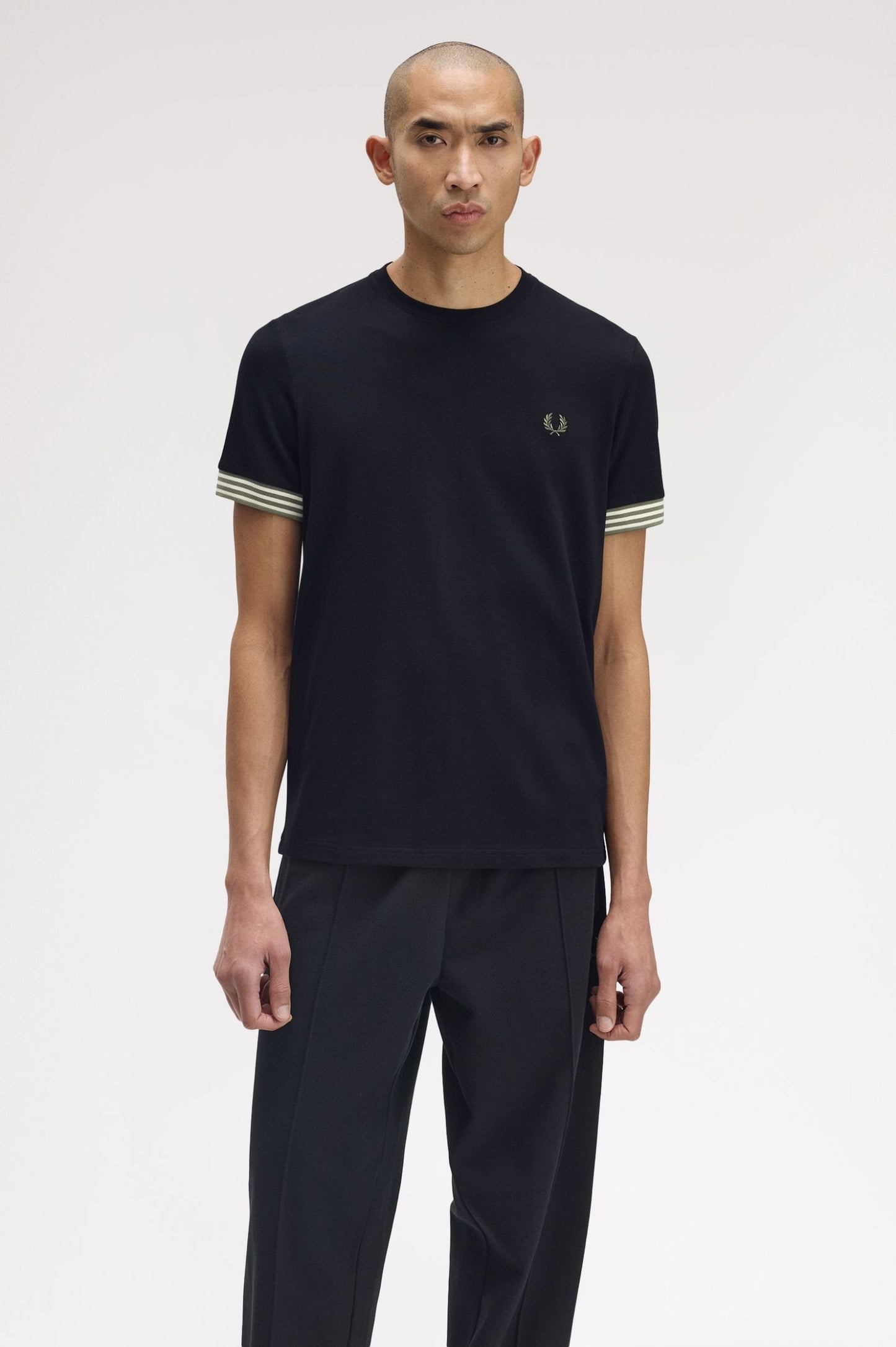 FRED PERRY STRIPED CUFF T SHIRT
