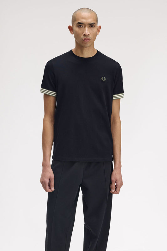 FRED PERRY STRIPED CUFF T SHIRT
