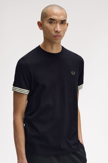 FRED PERRY STRIPED CUFF T SHIRT