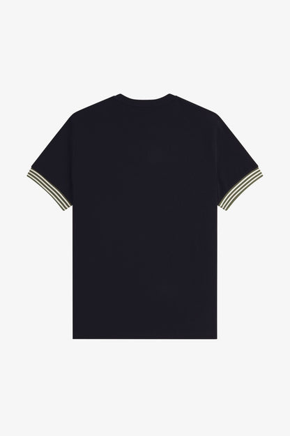 FRED PERRY STRIPED CUFF T SHIRT
