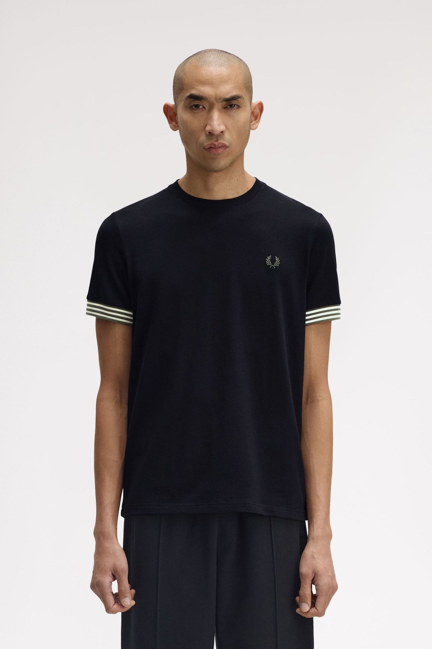 FRED PERRY STRIPED CUFF T SHIRT