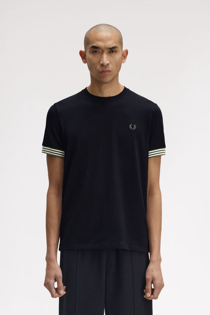 FRED PERRY STRIPED CUFF T SHIRT