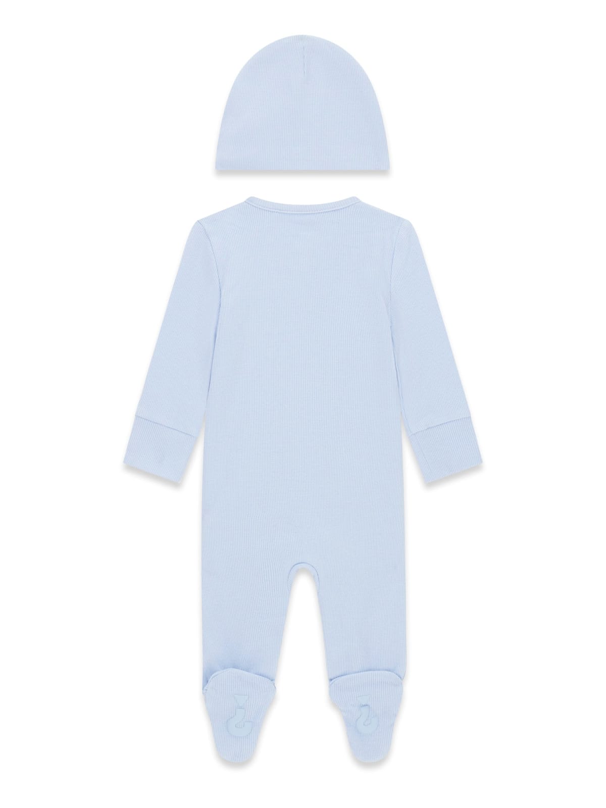 GUESS KIDS ROMPER WITH BEAR LOGO EMBROIDERY & HAT