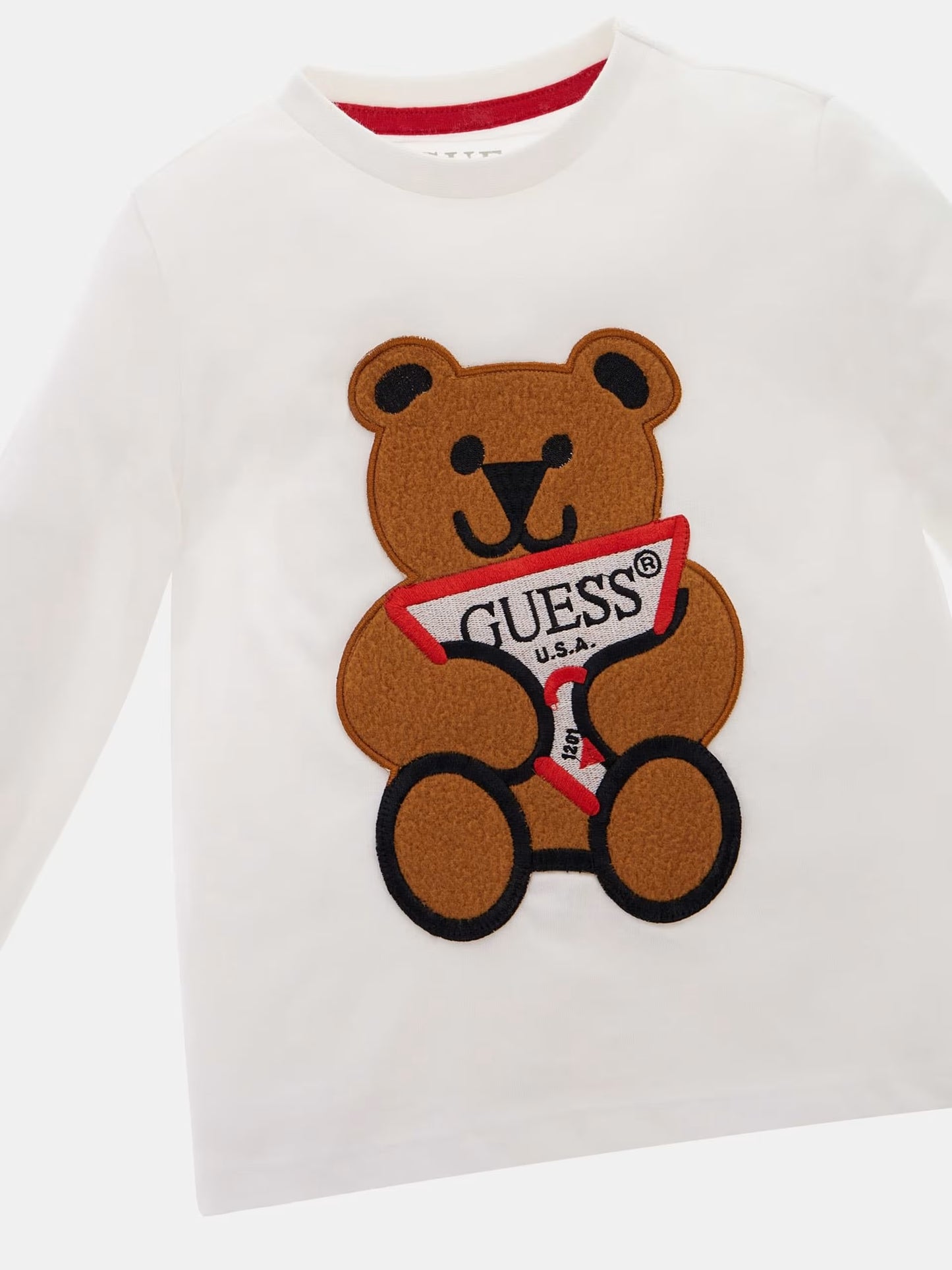 GUESS LS BEAR EMBROIDERY T SHIRT