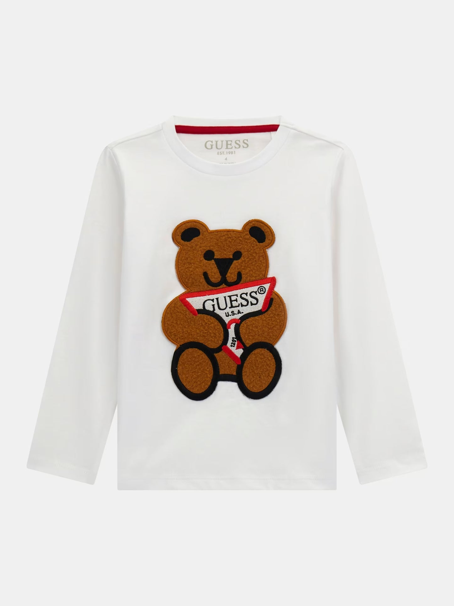 GUESS LS BEAR EMBROIDERY T SHIRT