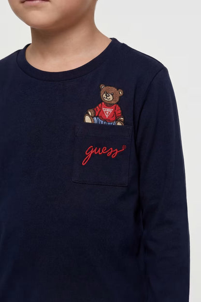 GUESS KIDS T-SHIRT WITH EMBROIDERED LOGO