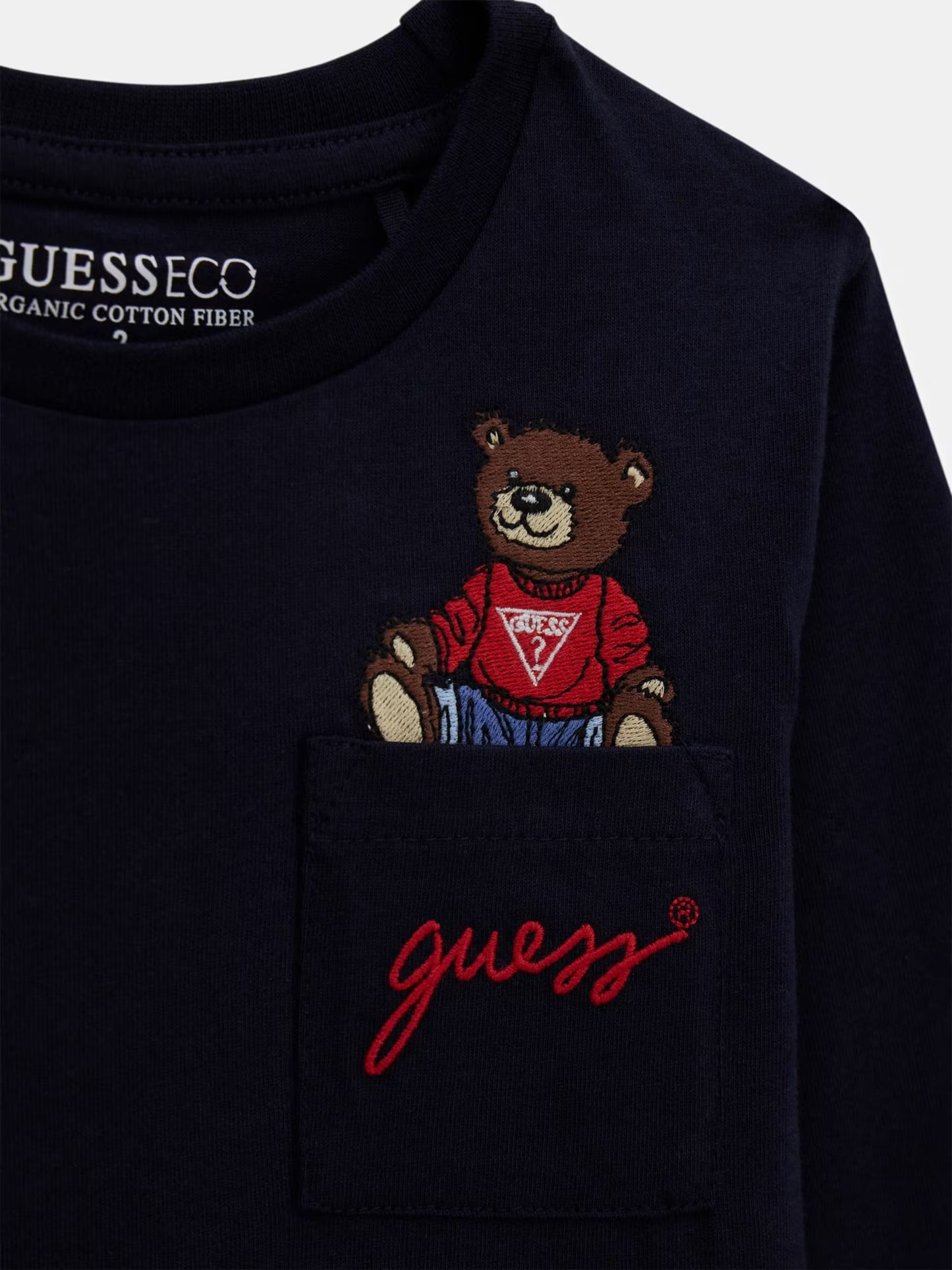 GUESS EMBROIDERED BEAR LOGO T SHIRT