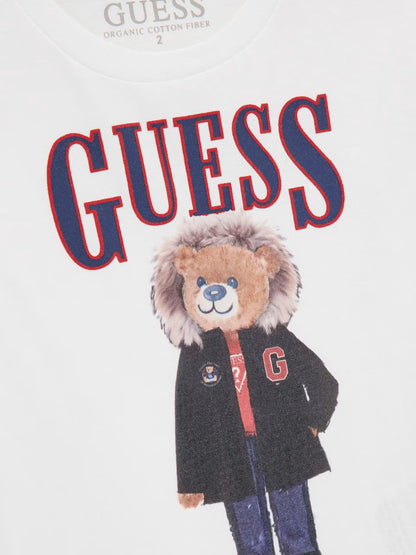 GUESS KIDS BEAR EMBROIDERY JERSEY T SHIRT