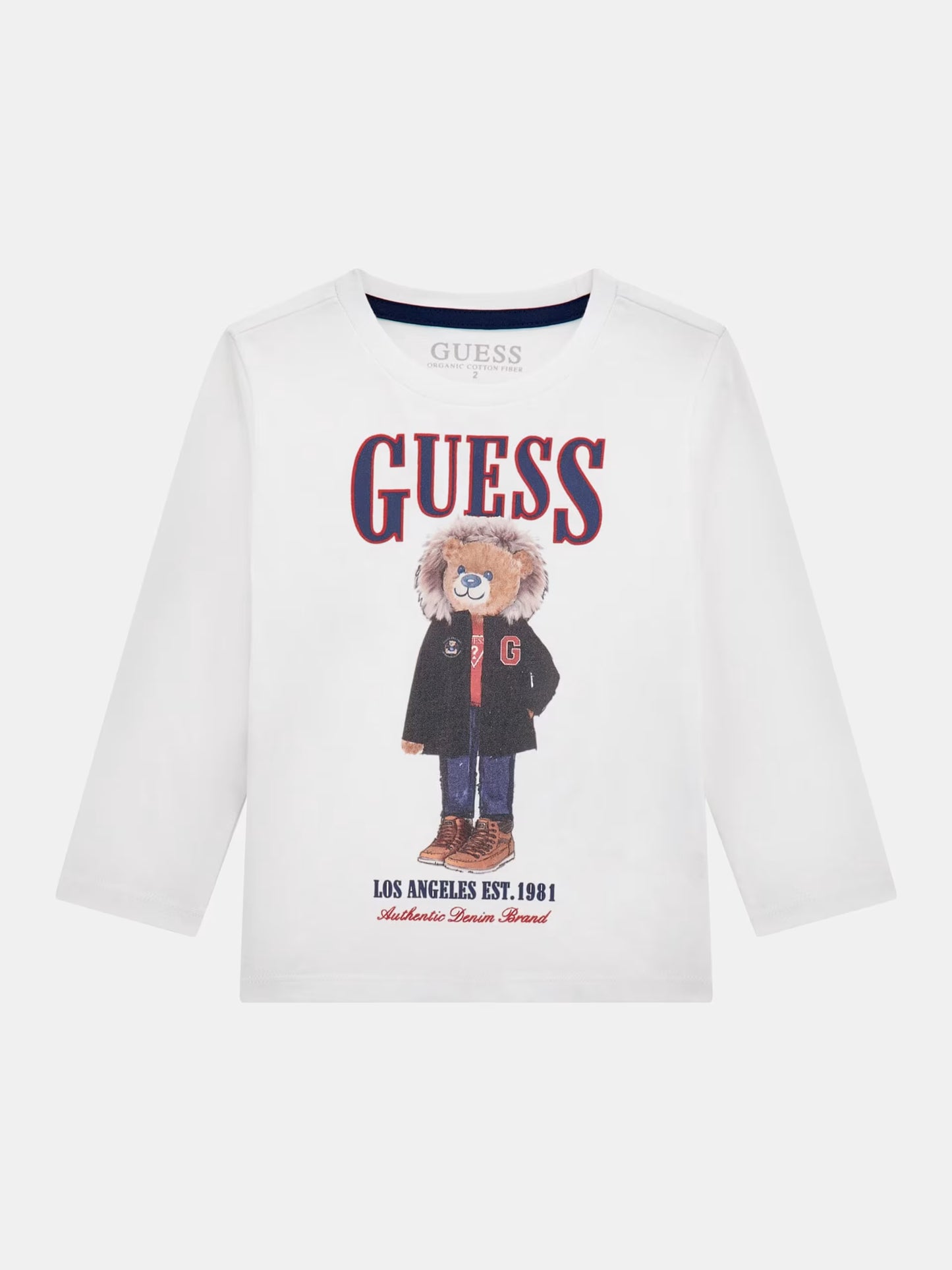 GUESS KIDS BEAR EMBROIDERY JERSEY T SHIRT