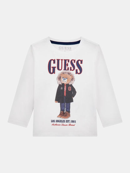 GUESS KIDS BEAR EMBROIDERY JERSEY T SHIRT