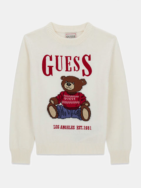 GUESS JEANS KIDS KNITTED EMBROIDERED SWEATER
