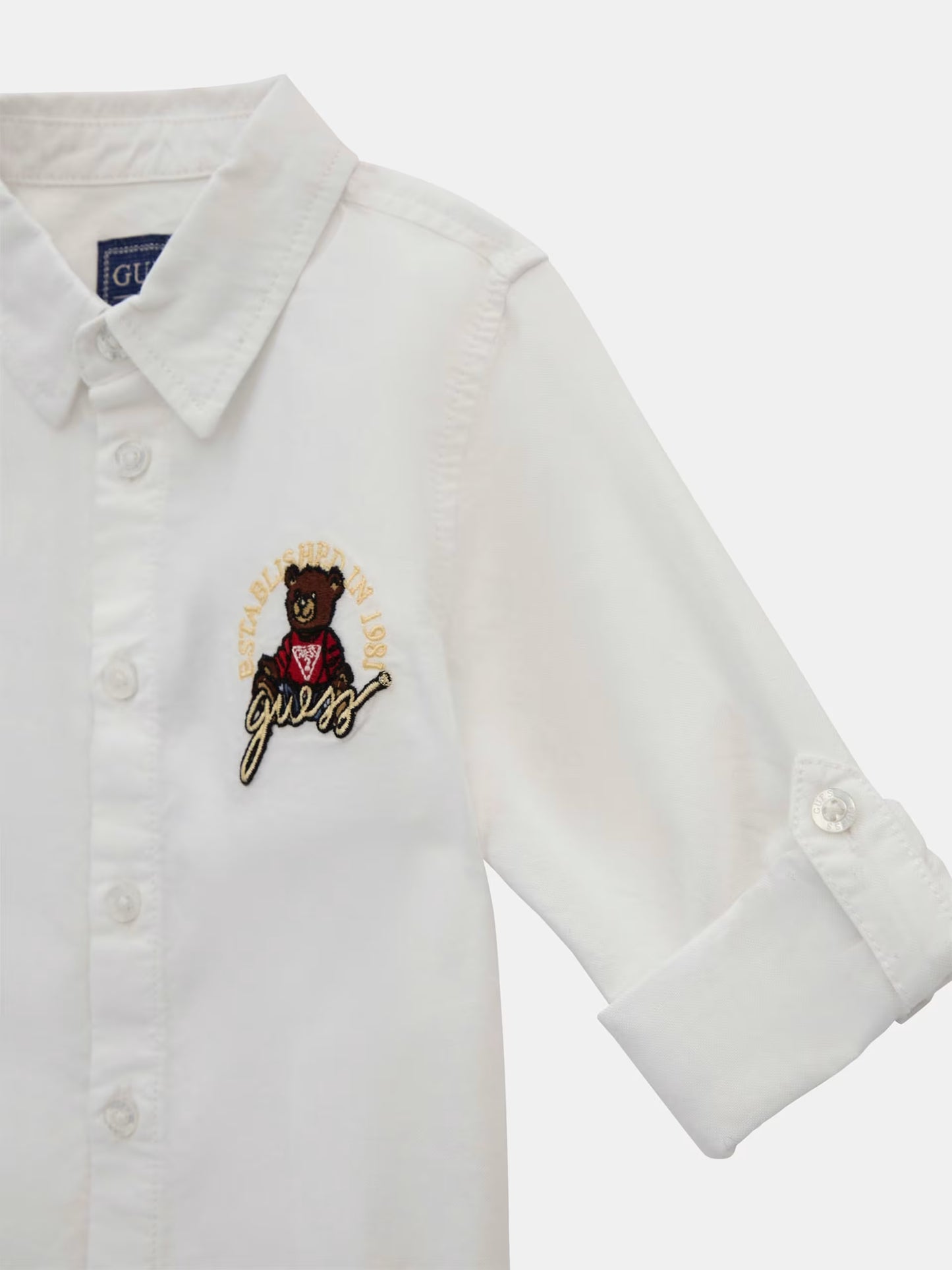 GUESS KIDS ADJUSTABLE TEDDY BEAR OXFORD SHIRT