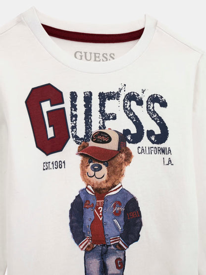 GUESS LS BEAR EMBROIDERY T SHIRT