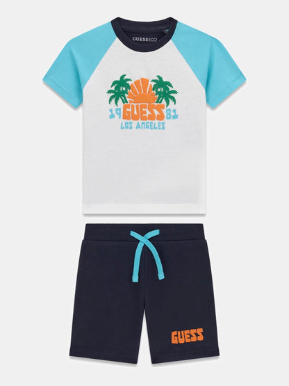 GUESS KIDS SET T SHIRT & TERRY SHORTS