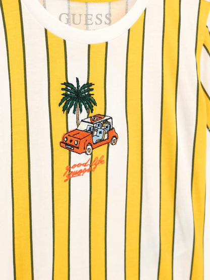 GUESS KIDS EMBROIDERY LOGO STRIPED T SHIRT