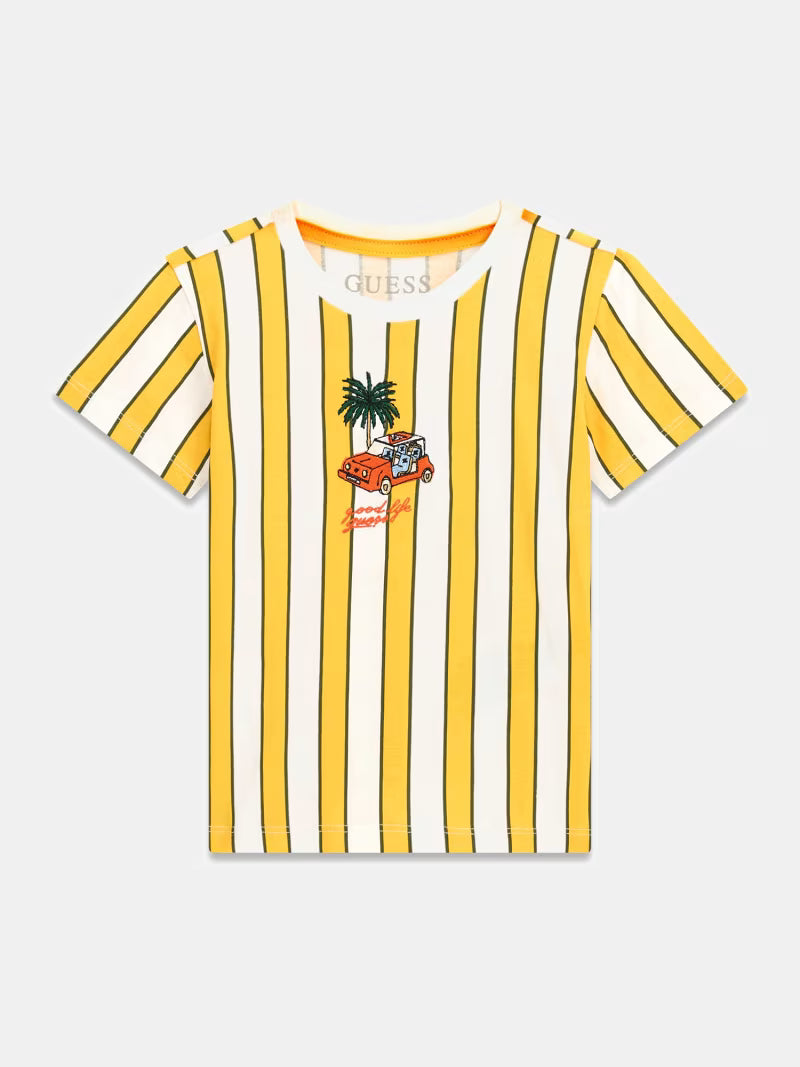 GUESS KIDS EMBROIDERY LOGO STRIPED T SHIRT