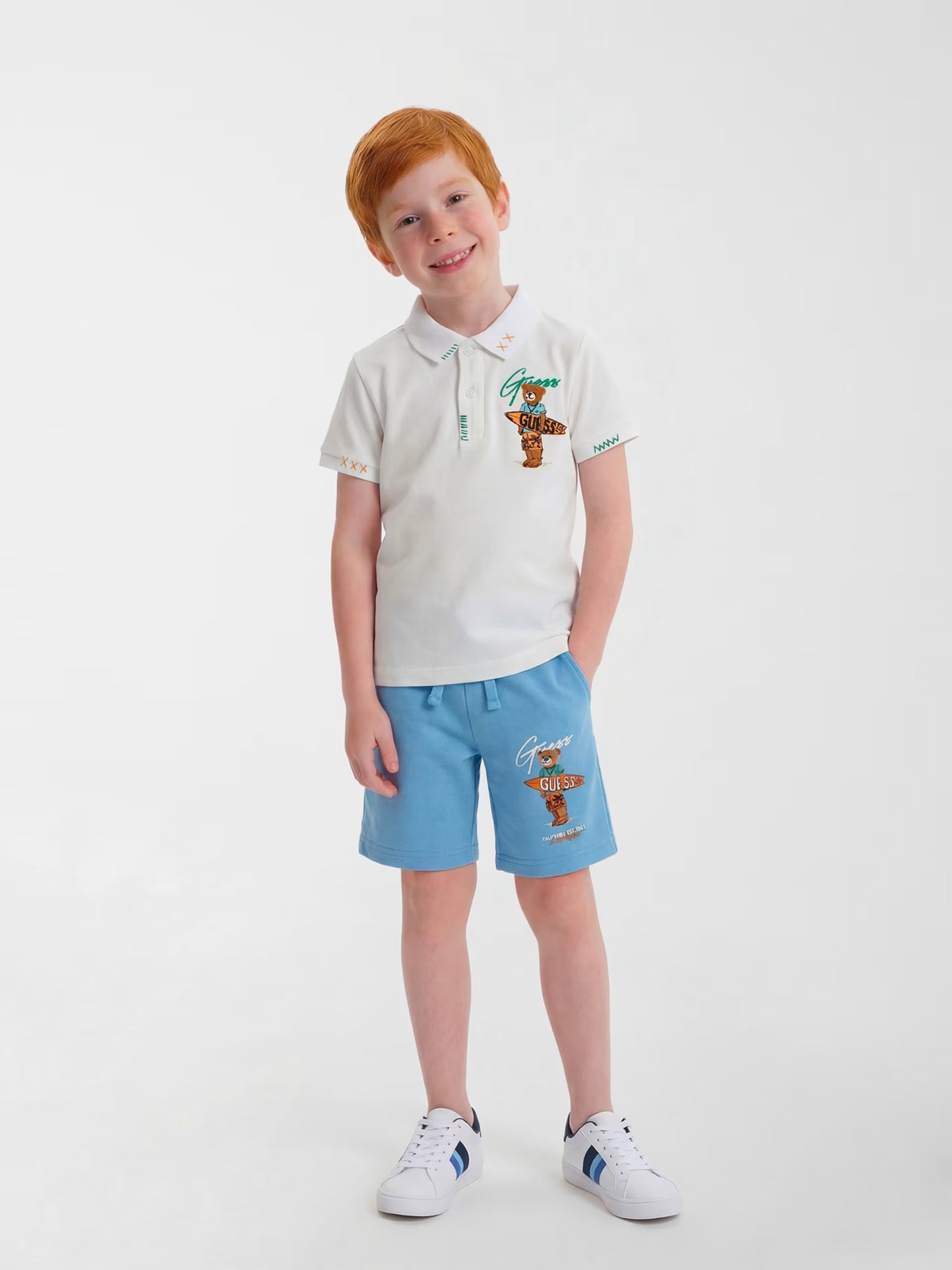 GUESS KIDS AI IMAGE GENERATED POLO T SHIRT