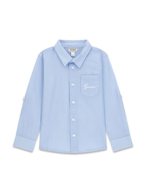 GUESS KIDS AJDUSTABLE MICROSTRIPED POPLIN SHIRT