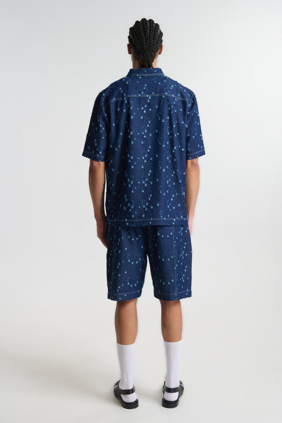 P/COC DENIM DISTRESSED BERMUDA