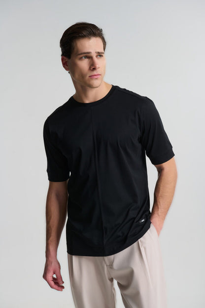 P/COC SHORT SLEEVE BLOUSE WITH DECORATIVE STITCHING