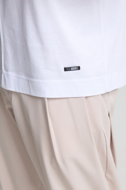 P/COC SHORT SLEEVE BLOUSE WITH DECORATIVE STITCHING
