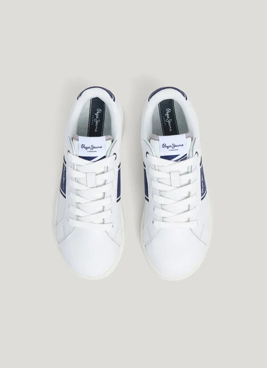 PEPE JEANS KIDS PLAYER COLLEGE B LEATHER SNEAKERS