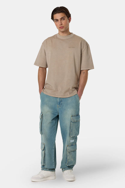 PEGADOR ROMAIN WIDE DENIM CARGO PANTS