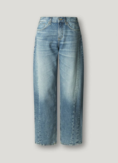 PEPE JEANS WOMAN LOOSE BOW SHAPED HW MID BLUE DENIM PANTS