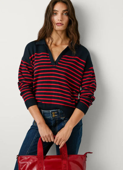PEPE JEANS WOMAN CARLINA V NECK KNITTED PULLOVER