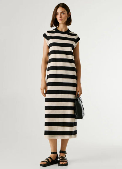PEPE JEANS WOMAN LILA DRESS STRIPES