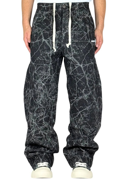 ACUPUNCTURE FASHION PATCH WORK OVERSIZED PANTS