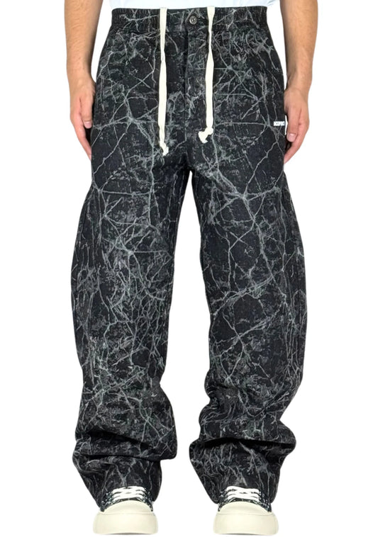 ACUPUNCTURE FASHION PATCH WORK OVERSIZED PANTS